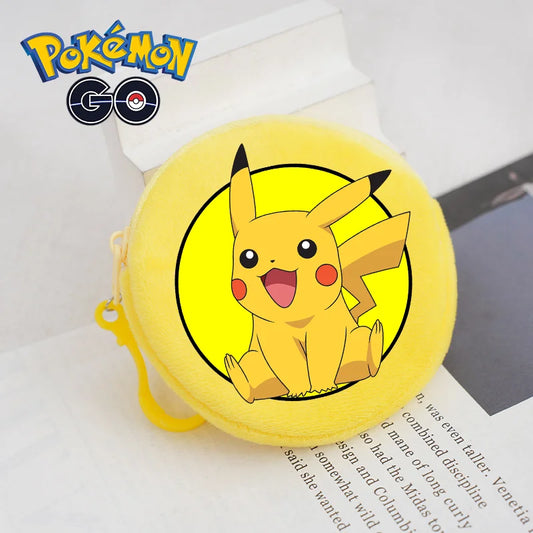 Pokemon Pikachu Plush Coin Zipper Purses Round Wallet New Cartoon