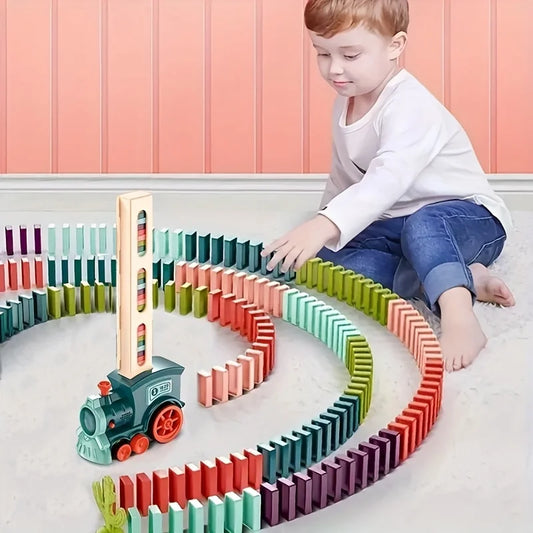 Automatic Laying Domino Train Electric Car Brick Blocks Kits Creative